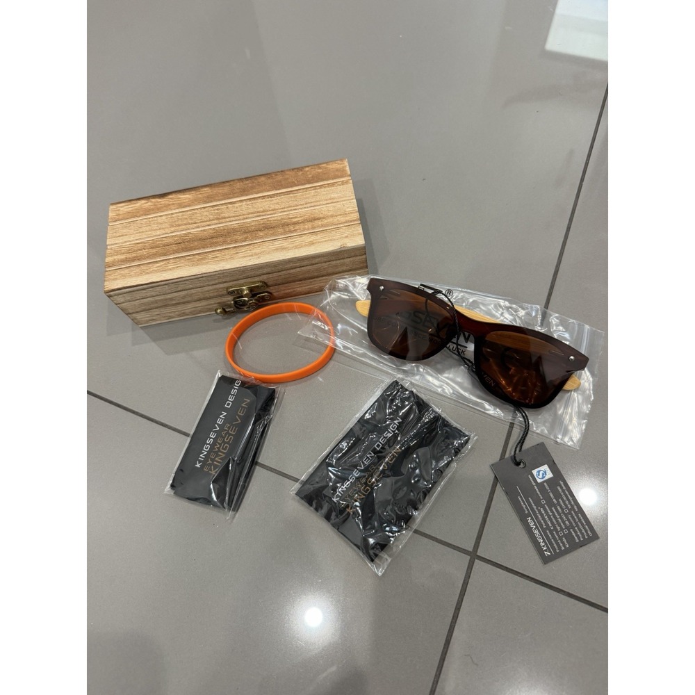 KINGSEVEN Bamboo Frame Sunglasses UV400 Polarization N5504 Brown